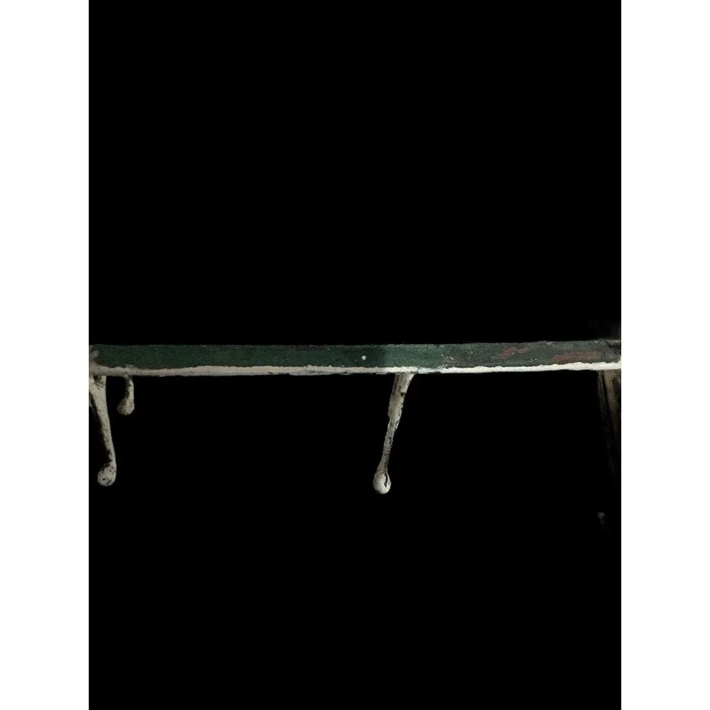 Vtg Painted Wood Rail & 3 Metal Swivel Hooks Wall Mounted Hanging Hat Coat Rack